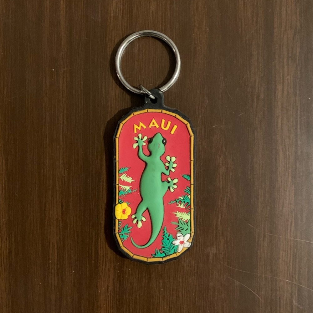 🦎 [4/$25] VINTAGE HAWAII MAUI GECKO RUBBER KEYRING KEYCHAIN 🦎